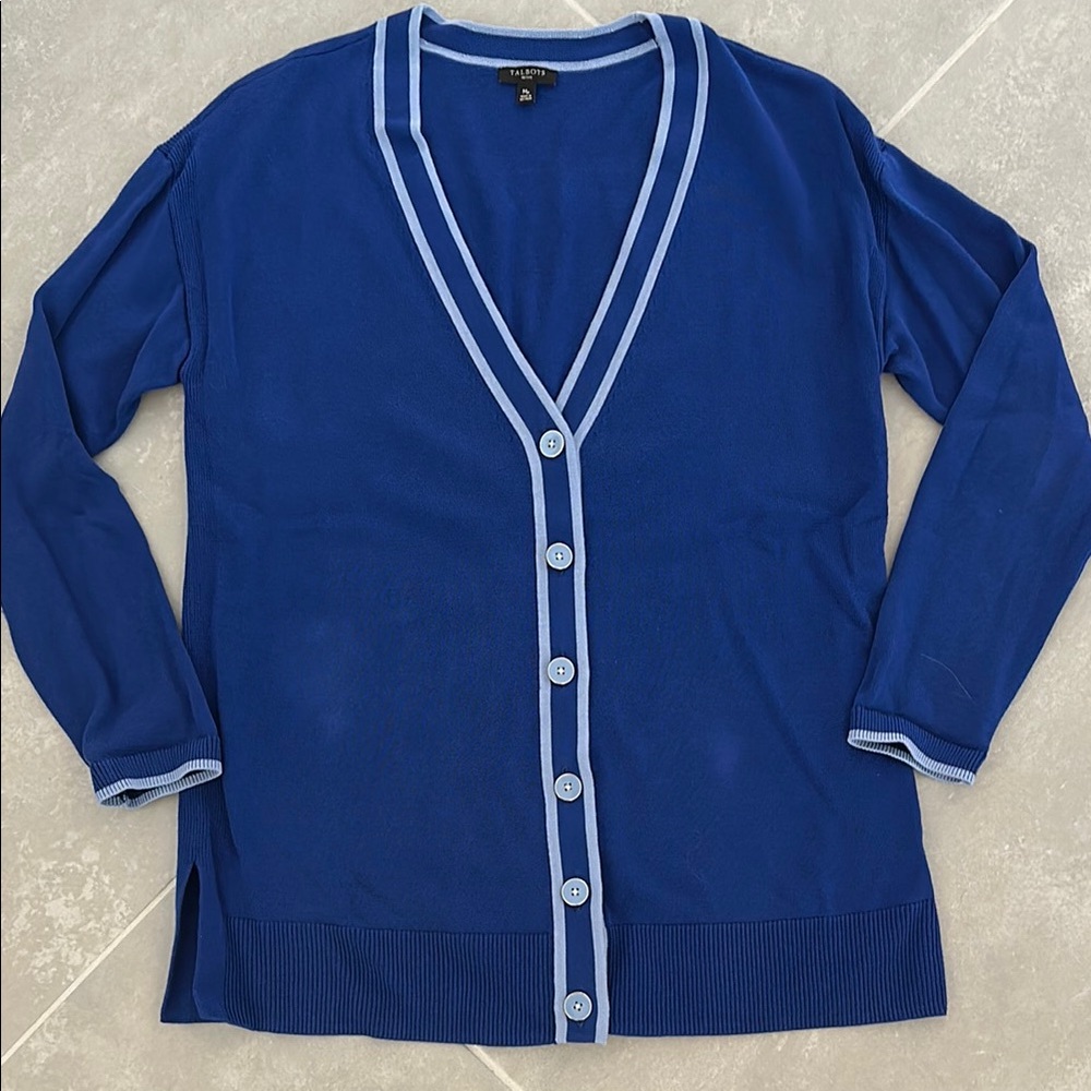 Talbots Blue V-Neck Cardigan Sweater